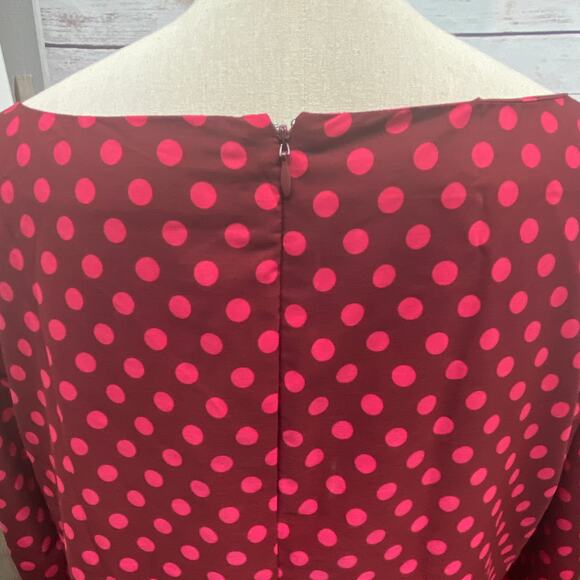 Old Navy 3/4 Sleeve Polka Dot Dress Large Burgandy Maroon Ombre Dots Scoop Neck - Picture 6 of 11